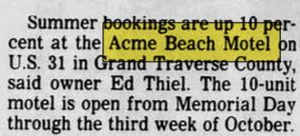 Acme Beach Motel - Mar 23 1992 Article